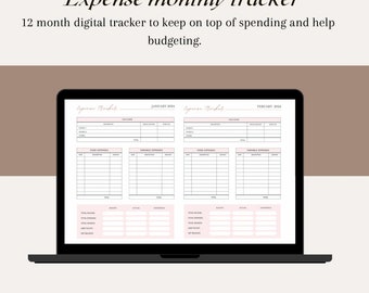 12 month digital expense/income tracker for computer, mobile and tablet