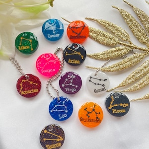 Zodiac Keychain l Zodiac Gifts l Schlusselanhanger l Handbag Charms l Amethyst Keychain l Geburtstagsgeschenk