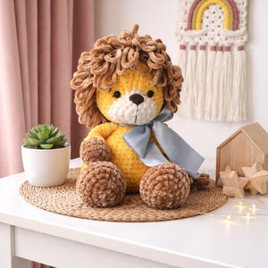 Amigurumi Lion Pattern in Chenille | Crochet Lion Lovey | Nursery Decor | PDF Crochet Pattern EN & ES