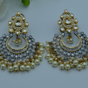 Kundan Chaandbali | Boucles d'oreilles en ZC | Boucles d'oreilles indiennes | Bijoux indiens | Boucles d'oreilles Sabyasachi | Bollywood | Mariage indien | Boucles d'oreilles Kundan