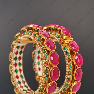Pacheli Ruby Stone Jadau Openable Kada/Rajwadi Kada/Pachali Bangles/Meenakari Kundan Openable Kada/Kundan Bridal Bangles/Ruby Jadau Kada
