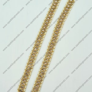 Champagne Daria Anklet Set/Antique Gold Anklets/Payal/Jhanjra/Kundan Payal/Panjeb/Indian Anklets/Polki Anklets/Anklet for Women/Pearl Payal