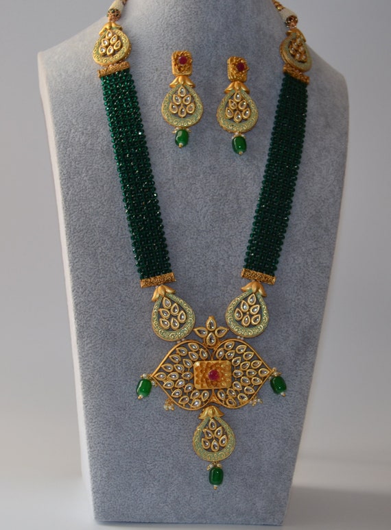 Meenakari Tyaani Kundan Long Nacklace Set Kundan Long Necklace