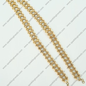 Polki With Pearl-Beaded Anklet Set/Antique Gold Anklets/Payal/Jhanjra/ Indian bridal Payal/Kundan Payal/Panjeb/Indian anklets/Polki Anklets