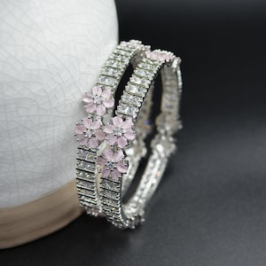 CZ non openable Kadas with Monalisa stones | American Diamond Bangles | CZ Bangles | Indian Party Wear Bangles | Indian Wedding Bangles | AD