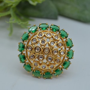 Tyaani Kundan Adjustable Ring/Kundan Rings/Statement Rings/Adjustable Rings/Indian Rings/Pakistani Jewelry/Indian Jewelry/Round Kundan Rings