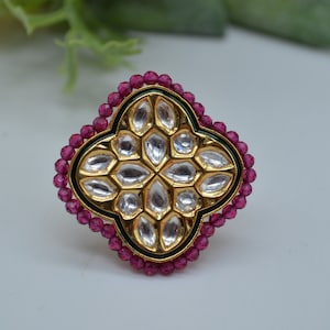 Tyaani Kundan Adjustable Ring/Kundan Ring/Statement Ring/Adjustable Ring/Indian Ring/Pakistani Jewelry/Indian Jewelry/Bollywood Jewelry
