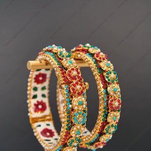 Multicolor Pacheli Style Jadau Openable Kada/Traditional Openable Wedding Jadau Kada/Openable Meenakari Kada Bridesmaid/Traditional Jewelry