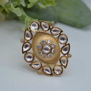 Uncut Foiled Kundan Adjustable Ring/Kundan Ring/Statement Ring/Adjustable Ring/Indian Ring/Pakistani Jewelry/Indian Jewelry/Meenakari Ring
