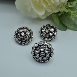 German Silver Studs With Adjustable Ring | Oxidized Earring | Oxidized Ring | Lightweight | Tribal | Afghani | Indian Jewelry | Boho Jewelry