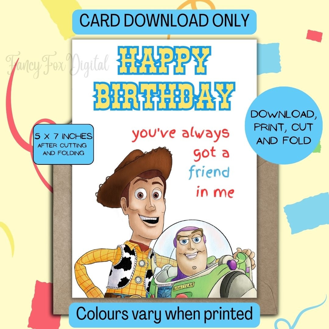 Printable Birthday Card for Kids Toy Story Birthday Card Printable Toy