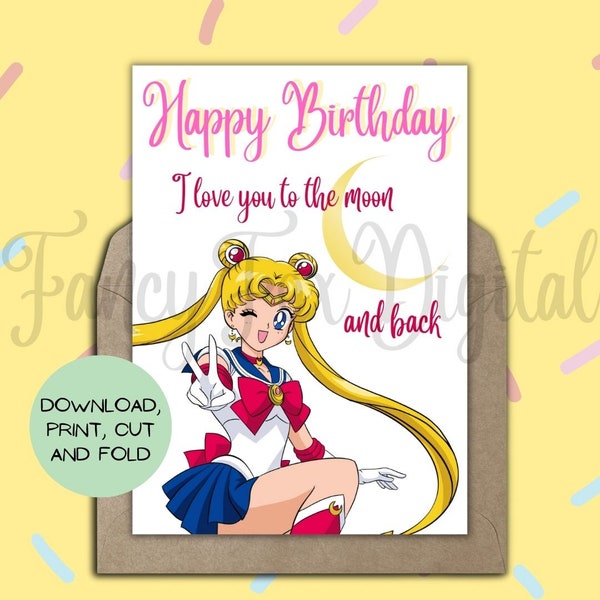 Sailor Moon Birthday Card Printable - Etsy