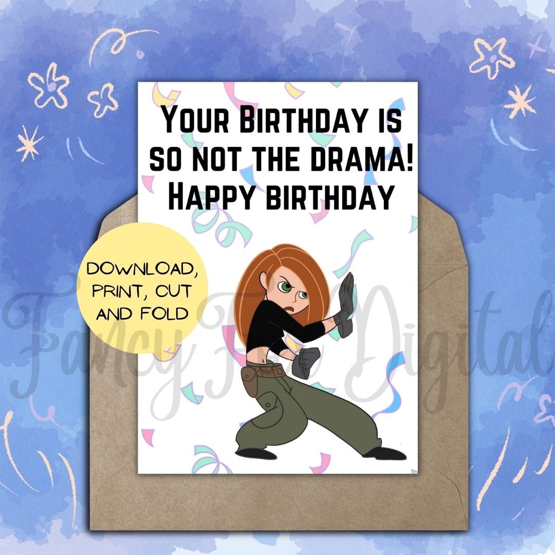 Printable Kim Possible Birthday Card Kim Possible Printable Kim