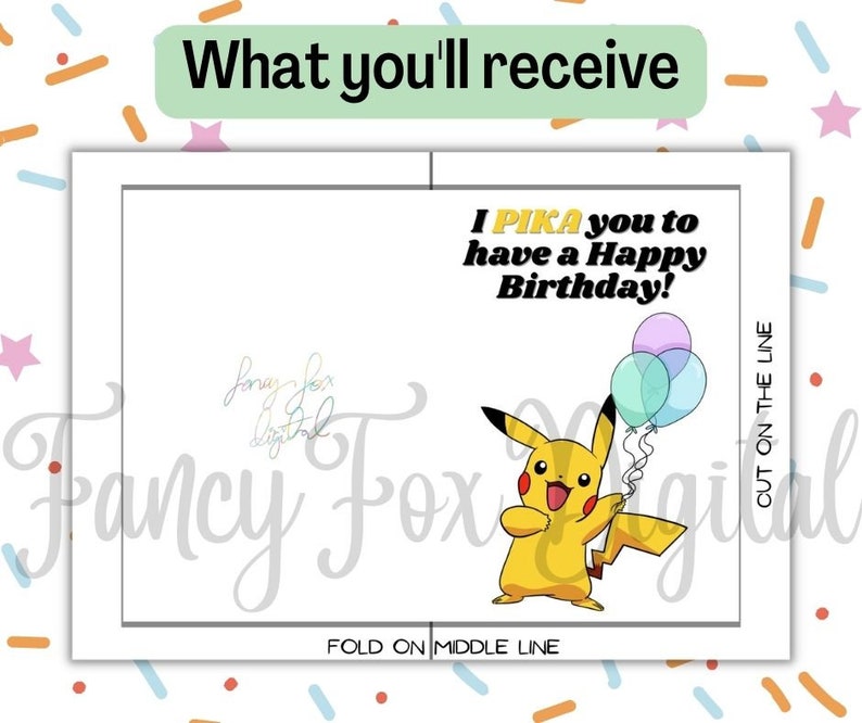 Birthday Card Printable Pikachu Pokemon Card Pokemon Pikachu Birthday ...