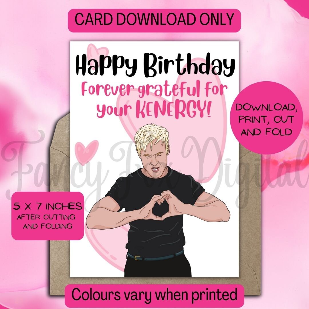 Printable Birthday Cards Ryan Gosling Card Ken Printable - Etsy