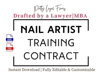 Nail Training Contract, Nail Artist Training Agreement, Nail Apprentice Contract, Salon Training Course, Nail Tech Contract Template