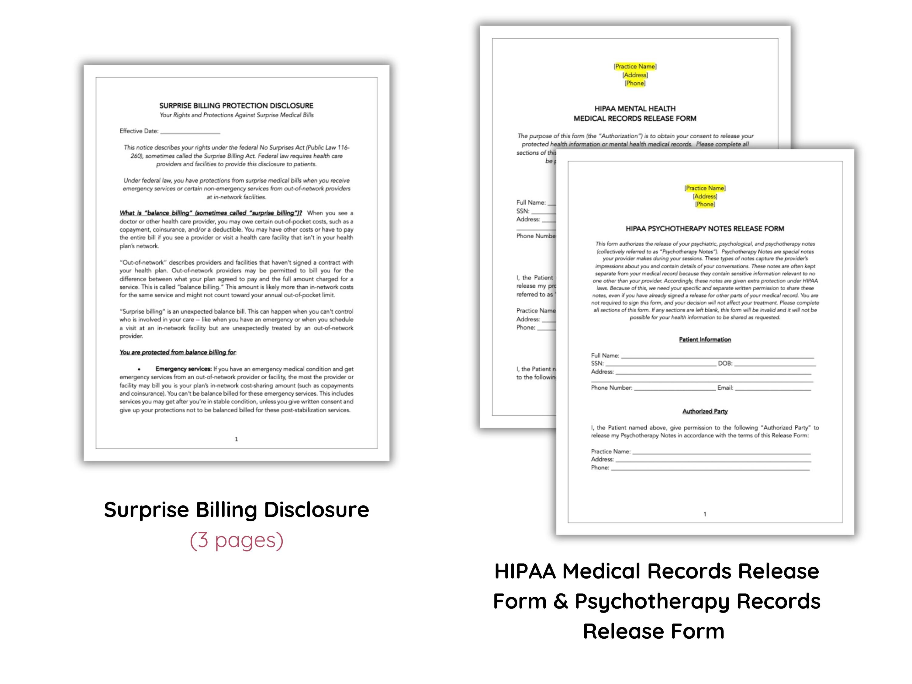 Behavioral and Mental Health Intake Forms Template Bundle - Consents ...