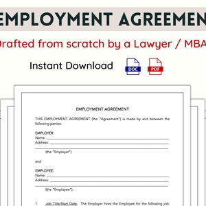Employment Contract Template | Lawyer Drafted | Employee Hiring Onboarding Forms | New Business Legal Templates | Small Business Legal Forms