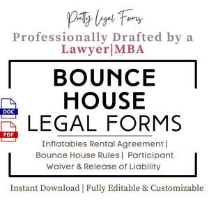 Bounce House Forms Bundle Inflatables Rental Contract Template Bounce House Waiver and Release Bouncy House Rules