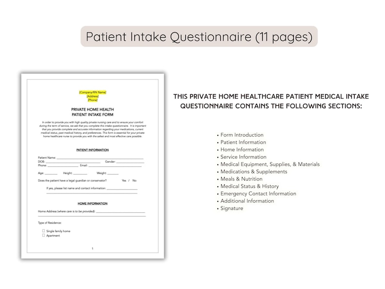 Private Nurse Home Health Legal Forms Bundle RN Contract Home ...