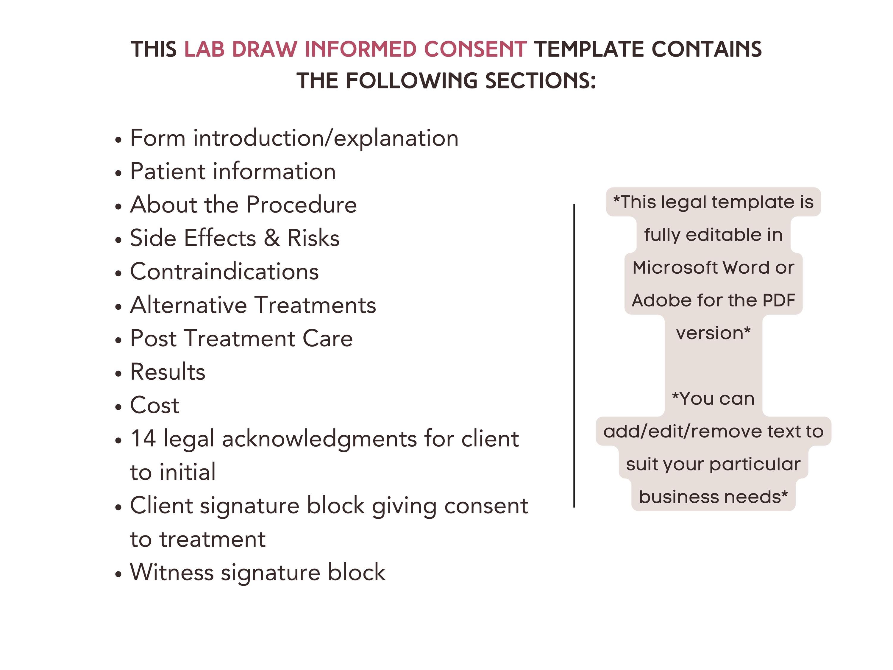 Lab Draw Consent Form Blood Work Informed Consent Template Blood Draw ...