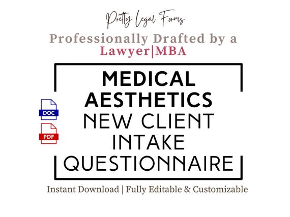 Aesthetics Intake Questionnaire: Med Spa Forms, Face Diagram (PDF)