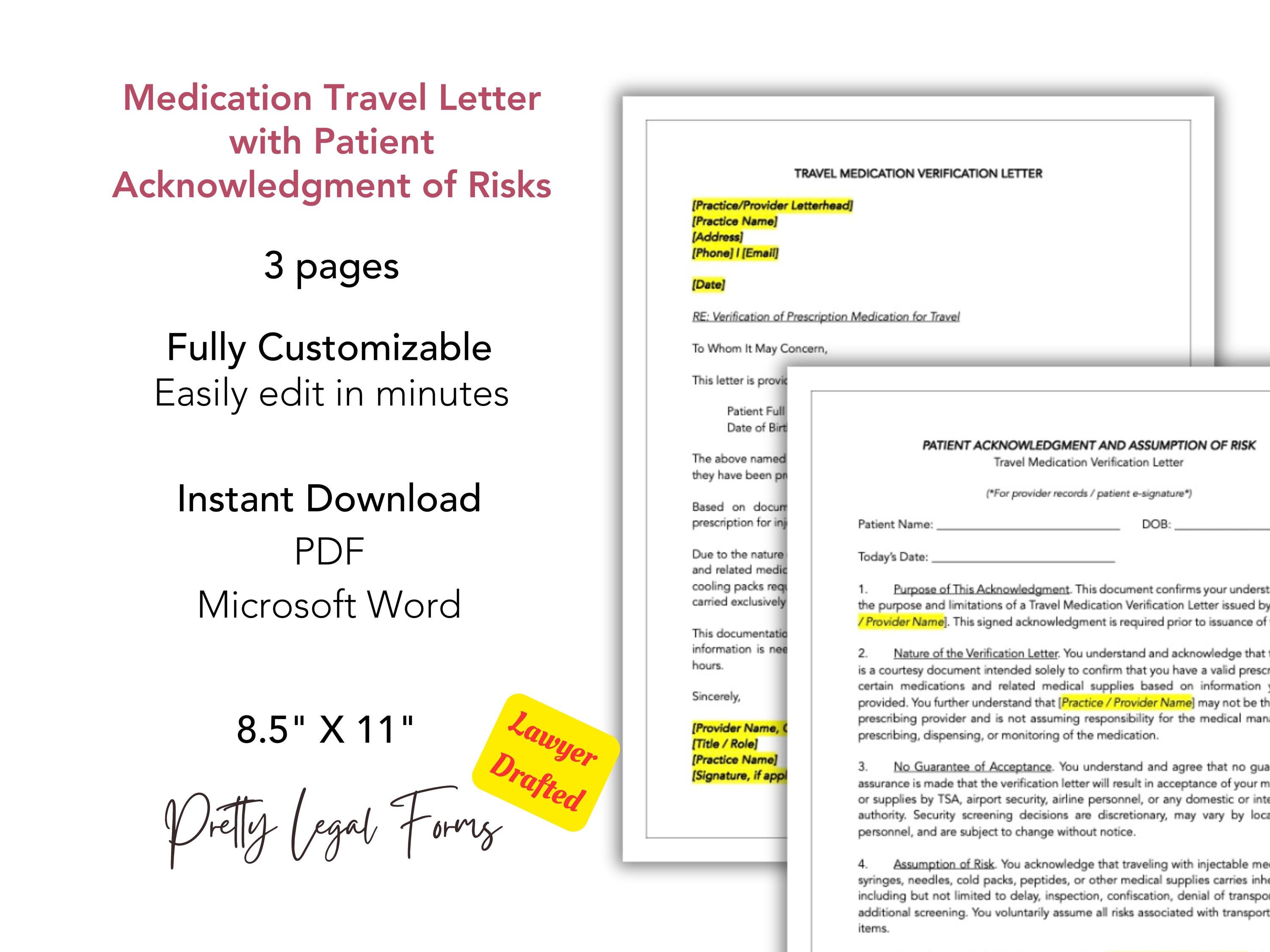 iv glutathione in security airport Travel Medication Verification Letter Template & Patient Risk Acknowledgment | TSA Travel Letter for Injectable Refrigerated Medications Vita 1 L-Glutathione 500