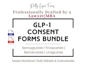 GLP-1-Einwilligungsformulare-Paket Peptidtherapie Aufklärungsvorlage Gewichtsverlust-Injektionen Einnahmeformulare Semaglutid Retatrutid Tirzepatid