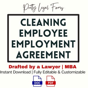 Cleaning Employee Contract, Cleaner Employment Agreement, Cleaning Business Employee Hiring Agreement, Cleaning Forms