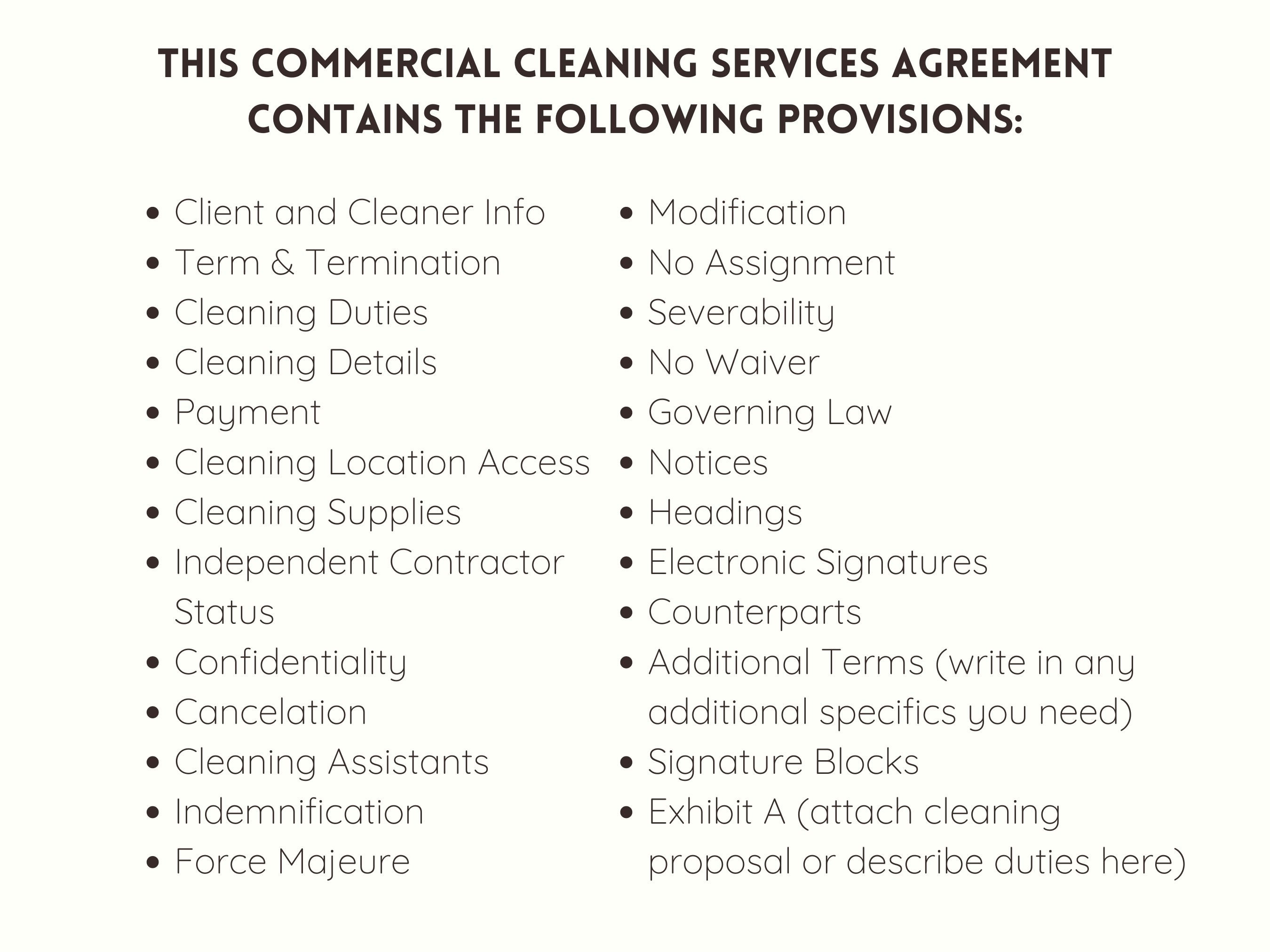 Commercial Cleaning Contract Template, Commercial Cleaning Service