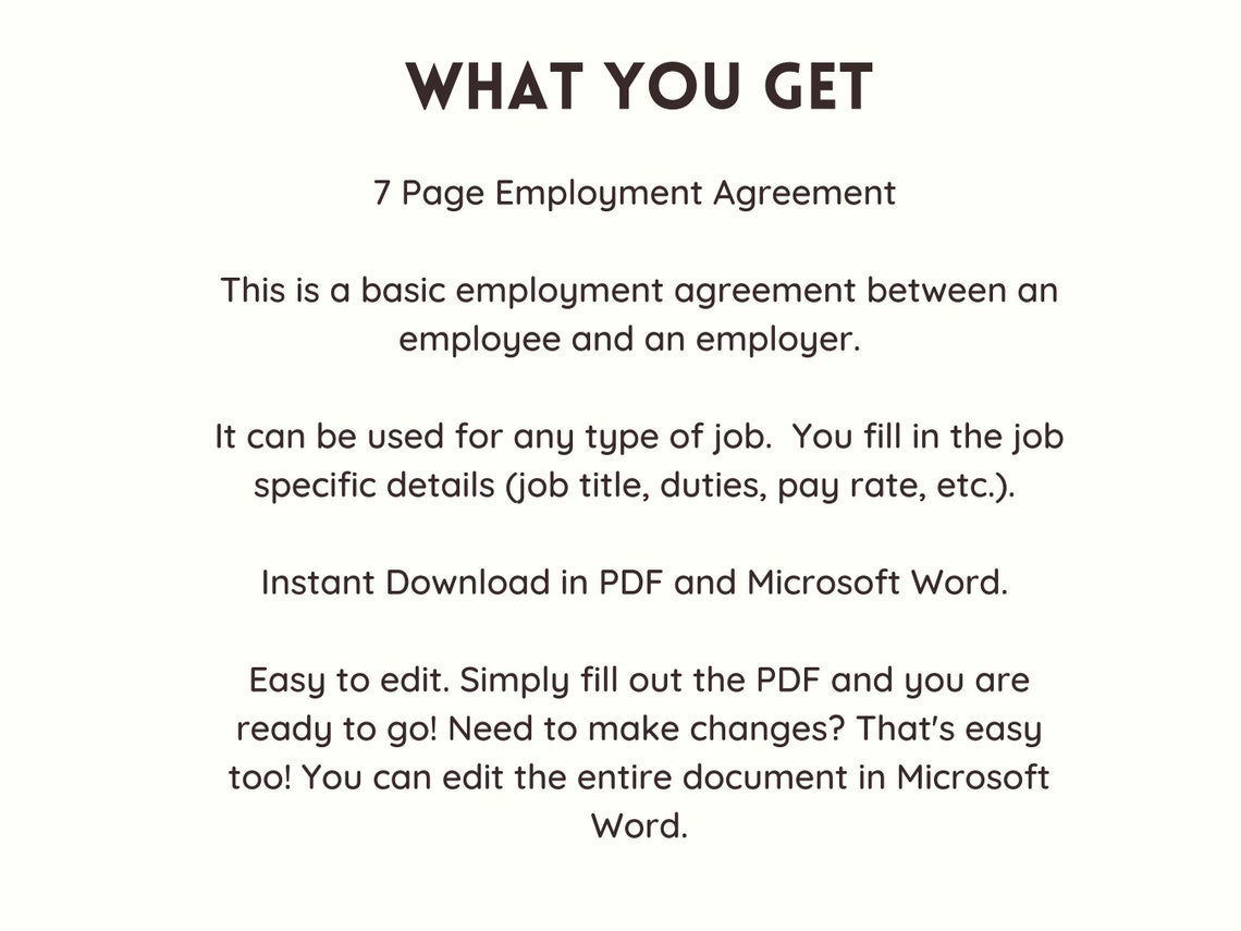 Employee Contract Template Employment Agreement Simple Employment