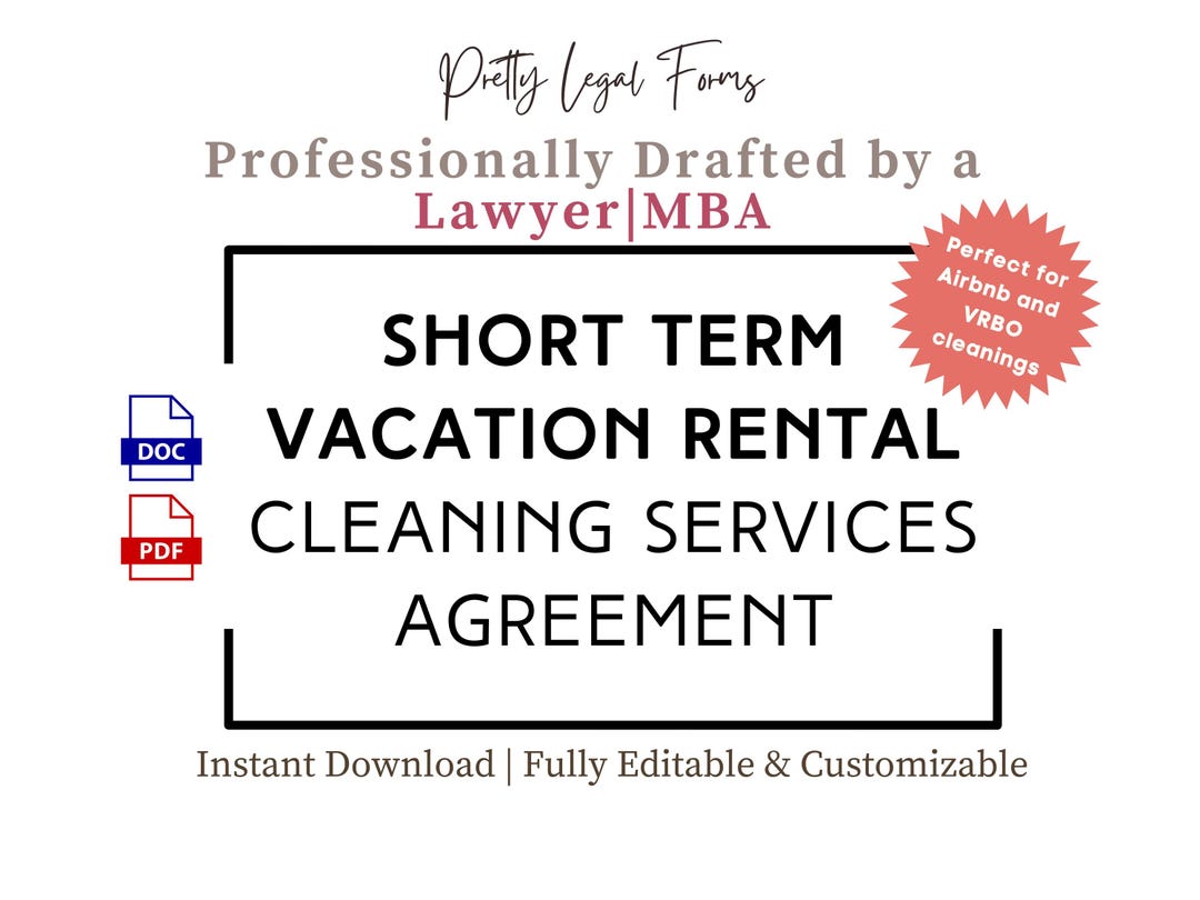 Airbnb Cleaning Contract Template Short Term Vacation Rental Cleaning