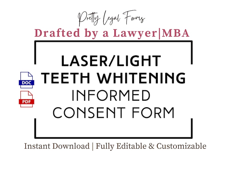 Teeth Whitening Consent Form, Laser Teeth Whitening Client Intake