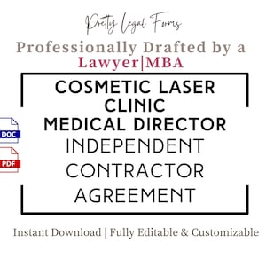 Cosmetic Laser Medical Director Contract Aesthetic Laser 1099 Medical Director Independent Contractor Agreement Med Spa Laser Tech Forms