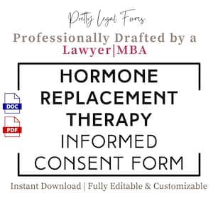 HRT Consent Form Hormone Replacement Therapy Informed Consent HRT Injections Intake Template HRT Pellets Patient Forms bhrt Treatment Form
