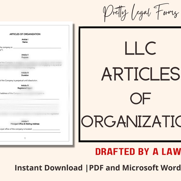 LLC Articles of Organization Template, Limited Liability Company Articles of Formation, Instant Digital Download | PDF & Microsoft Word