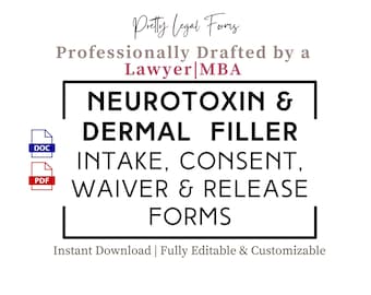Botox and Filler Intake Forms Bundle, Neurotoxin Consent Nurse Injector Waiver Med Spa Photo Release Dermal Filler Medical Questionnaire