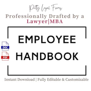 Employee Handbook Template Basic Employee Manual New Employee Onboarding HR Forms Employment Company Policy Manual for New Hires
