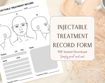 Injectable Treatment Record Form, Med Spa Botox Filler Form (PDF)