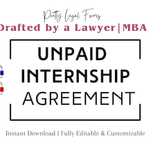 Unpaid Internship Contract Template, Intern Employment Agreement, Student Intern Agreement, Student Work Agreement Student Employee HR Forms
