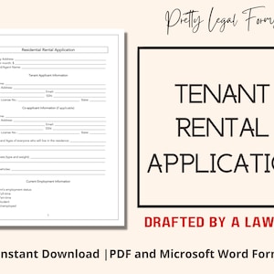 Tenant Rental Application Template, Tenant Lease Questionnaire Form, Residential Landlord Tenant Screening Form
