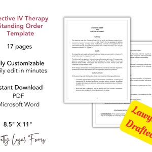 Elective IV Therapy Standing Order Template IV Infusion Protocol IV ...