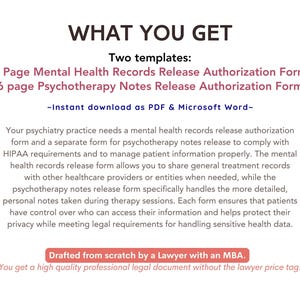 Mental Health Records Release Form HIPAA Medical Records Authorization ...