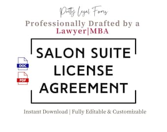 Contrato de licencia de suite de salón Licencia inmobiliaria Plantilla de contrato de stand de salón Alquiler de salón de belleza Alquiler de silla de peluquería Licencia comercial