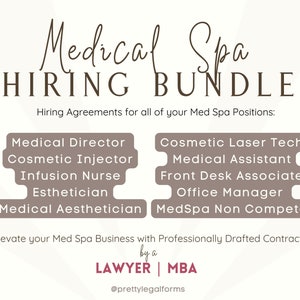 Medical Spa Contract Bundle Med Spa Hiring Employee 1099 Medical Director Nurse Injector Laser Tech Aesthetician Infusion Nurse Esthetician