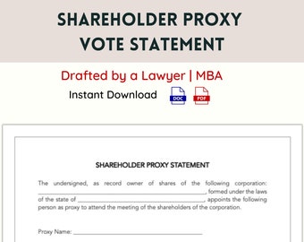 Könnte beinhalten: Ein schwarzweißes Dokument mit dem Titel "SHAREHOLDER PROXY VOTE STATEMENT". Das Dokument wurde von einem Anwalt verfasst und steht zum sofortigen Download in den Formaten DOC und PDF zur Verfügung.