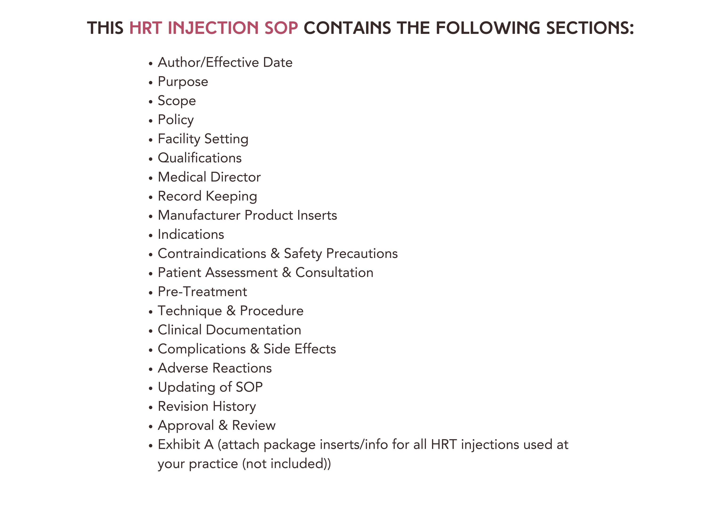 Hormone Replacement Therapy SOP HRT Injections Protocol BHRT Policy ...