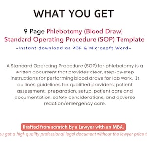 Lab Draws Sop Phlebotomy SOP Protocol Template for Blood Draw and Lab Work Policy and ...