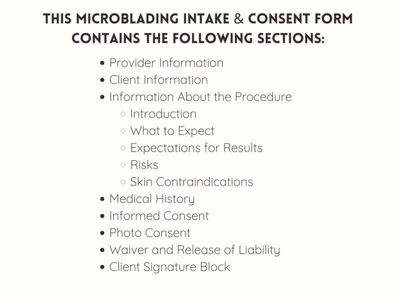 Microblading Client Intake and Consent Form Microblading Release and ...