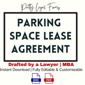 Parking Space Lease Agreement Template, Parking Spot Rental Agreement Contract Editable Template, Parking Space Rent Form, Lease for Parking